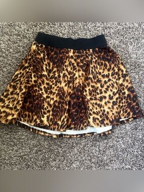 Charlotte Russe Leopard Print Circle Skirt with Black Waistband